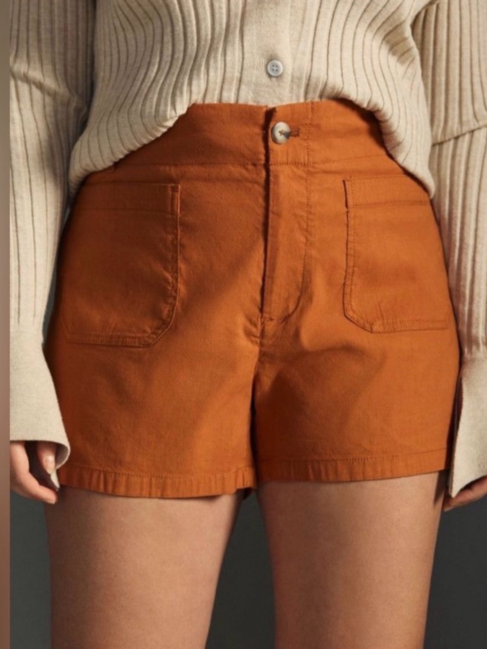 Anthropologie High-Waist Orange Cotton Shorts